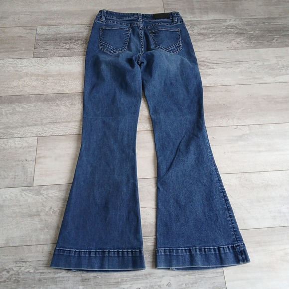 Rock & Roll Denim High Rise Trouser Flare Leg Jeans Womens Size 28/32 Button Fly - Picture 3 of 13